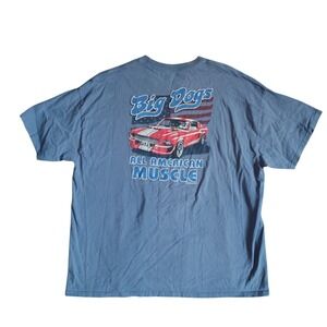 VTG Big Dogs Mens XXL Blue Graphic T Shirt All American Muscle Car Tee 2005